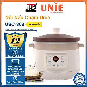 Mua Nồi Nấu Chậm Unie USC308  Lòng Gốm Tử Sa 3.0Lit Cao Cấp  Giữ Chọn Hương Vị Dinh Dưỡng  Hàng Chính Hãng