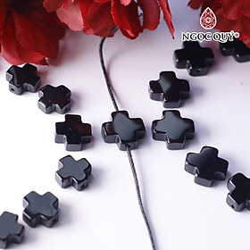 Chữ thập đá obsidian mệnh thủy , kim - Ngọc Quý Gemstones