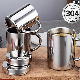 Mua Cốc Inox 2 Lớp Có Kèm Nắp Inox 304 Ly Dung Tích 200ml Đong Trà Sữa Ly Uống Trà 151