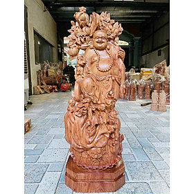 Tượng phật di lặc ngũ phúc bằng gỗ hương đá kt cao 40×11×15cm40×