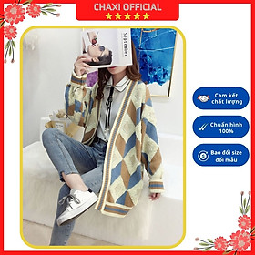 Hình ảnh Áo khoác cardigan len phối ô màu ulzzang vintage - DL06256 - Hàng Quảng Châu