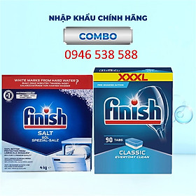 Combo Viên Rửa Bát Finish 90 Viên + 4kg Muối rửa bát Finish làm mềm nước