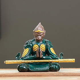 Mua Tượng Mỹ Hầu Vương ngồi thiền size 13cm kèm gậy Như Ý