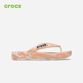 Dép xỏ ngón nữ Crocs FW Classic Flip W Platform Marbled Chai/Mlt - 207824-2ZM