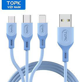 Mua  HÀNG CHÍNH HÃNG  Cáp Sạc Nhanh USB 3 Trong 1 TOPK AN84- Dây Sạc Silicon Cho iPhone Samsung Xiaomi HUAWEI Vivo OPPO - Phân phối bởi TOPK VIỆT NAM