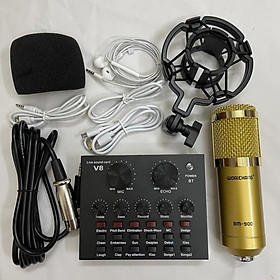 Mua mic thu âm livestream hát karaoke micro woaichang bm900 card v8