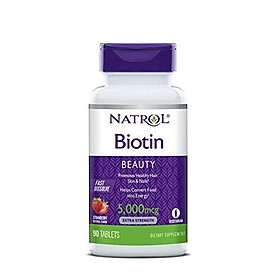 Natrol Biotin Beauty Tablets, Promotes Healthy Hair, Skin & Nails, Helps Support Energy Metabolism, Helps Convert Food Into Energy, 5, 000mcg, 90Count