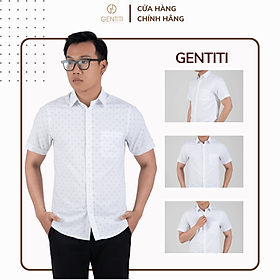 Áo sơ mi nam trắng họa tiết chấm bi xanh GENTITI By Thái Tuấn - 1C812HAKT701