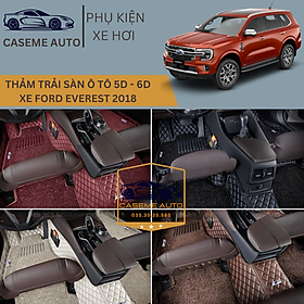 Thảm Trải Sàn, Lót Sàn Ô Tô 5D 6D Thiết Kế Theo Xe FORD EVEREST 2018 Chống Nước, Không Mùi - MẪU Ô VUÔNG - Hàng Chính Hãng