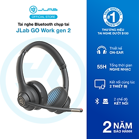 Tai nghe Bluetooth chụp Tai Jlab Go Work gen 2 thời gian nghe 45H kết nối 2 thiết bị Micro lọc tiếng ồn khi gọi điện