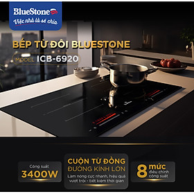 Bếp Âm Từ Đôi BlueStone ICB-6920 3400 W - Miễn Phí Lắp đặt cắt đá - HCM, Hà Nội, Bình Dương, Đồng Nai, Hải Phòng, ĐăkLăk, Thái Bình, Bắc Ninh, Hải Dương - Bảo Hành 24 Tháng- Hàng chính hãng