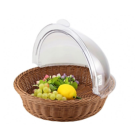 Khay trưng bày đựng bánh mì tròn có nắp đậy