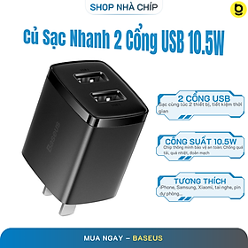 Củ sạc đa năng Baseus Compact Charger 10.5w 2 cổng USB A CCXJ - Hàng chính hãng
