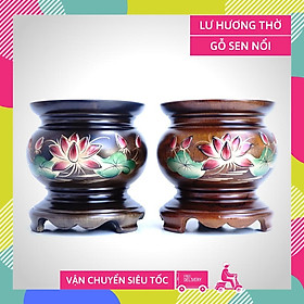 Mua Lư hương cắm nhang bát hương lư nhang gỗ sen nổi cao cấp - Nhiều cỡ