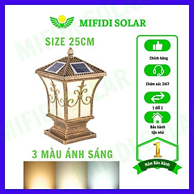 Mua Đèn Năng Lượng Mặt Trời MIFIDI | Đèn Trụ Cổng Hình Tháp size 25cm 3 chế độ màu TC25-T