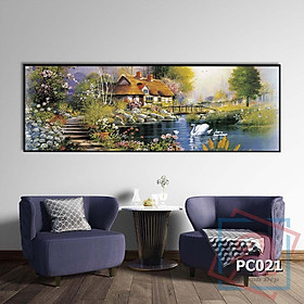 Mua Tranh canvas phong cách sơn dầu - Phong cảnh Hồ thiên nga - PC021