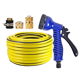 Tưới cây rửa xe Bộ dây và vòi xịt tăng áp lực nước 300% loại 25m cút đồng,nối đồng 206843