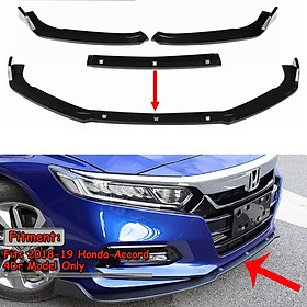 3PCS Front Bumper Lip Body Kit Spoiler Gloss Black For Honda Accord 2018-2019
