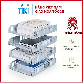Khay Đựng Tài Liệu 3 Tầng, 4 Tầng Việt Nhật, Kệ Đựng Tài Liệu Văn Phòng Cao Cấp, Khay A4 nhiều ngăn tiện dụng - Hàng chính hãng (Giao màu ngẫu nhiên)
