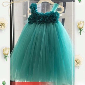 Váy đầm bé gái ️Đầm xanh Ngọc hoa dải cho bé gái