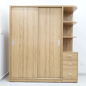 Tủ Quần Áo Cánh Cửa Lùa Cao Cấp FINE FT223F Kích Thước 1m8 Có 3 hộc kéo và kệ trưng bày tiện dụng