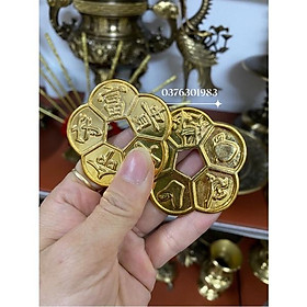 Mua Đồng Tiền xu Hoa Mai phong thuỷ may mắn Mai Hoa Kim Tiền mạ vàng