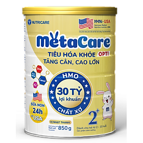 Sữa bột MetaCare Opti 2+ lon 850g, giúp bé tiêu hóa khỏe, tăng cân, cao lớn