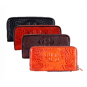 Bóp nữ da cá sấu Huy Hoàng 1 khóa nguyên con màu đen, nâu đỏ, vàng bò, nâu đất HT3245-46-47-48
