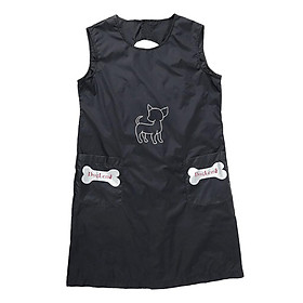 Size_M Black Pet Grooming Apron Workwear Smock Clothes for Pet Shop Nylon