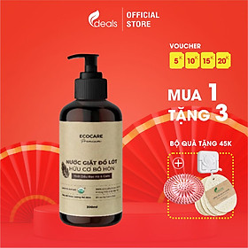 [Premium] Nước giặt đồ lót hữu cơ cao cấp Bồ hòn Ecocare tinh dầu Bạc Hà & Cam - Chai 300ml