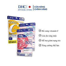 Combo Viên uống DHC Da Sáng - Tóc Khỏe 60 Ngày Vitamin C 120 viên & Biotin