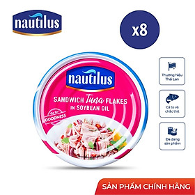 Combo 8 lon Cá Ngừ Nautilus xắt lát ngâm dầu đậu nành NK Thái Lan