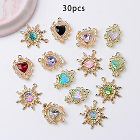 30 Pieces Rhinestones Pendants Charms Jewelry Findings for Girls Women DIY Necklace Jewelry Making