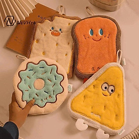 Mua Set 4 Khăn Lau Tay Thấm Hút Tốt Hoạ Tiết Bánh Mỳ Phô Mai Cute- Chiếc Khăn Lau Tay Mềm Mịn Thấm Hút