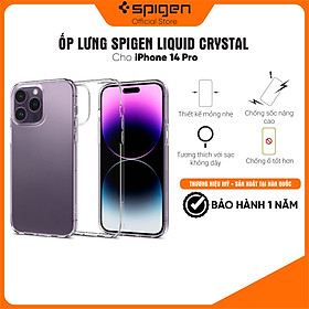 Ốp lưng Spigen Liquid Crystal cho iPhone 14/14 Plus/ 14 Pro/14 Pro Max - Thiết kế trong suốt, chống sốc , chống ố, chống bẩn , viền camera cao - Hàng chính hãng