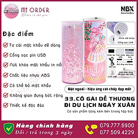 [Hộp bút Có MK + Kim tuyến]Cô gái dễ thương đi du lịch ngày xuân