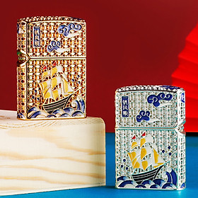 Mua Vỏ Hột Quẹt Bật Lửa Hộp Quẹt Xăng Đá Zorro Z-KJ1248 Họa Tiết Sơn Mài Thuyền Buồm - Dùng Xăng Bấc Đá Cao Cấp