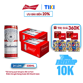 Combo 2 Thùng 24 Lon Bia Budweiser 330ml lon Date 1442024