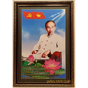 Ảnh in dầu Bác Hồ với dòng chữ Đoàn kết