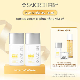 Combo 2 Chống nắng vật lý bảo vệ da Sakirei UV Total Defense Broad Spectrum SPF 50+ PA++++ 50ml