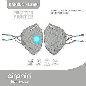 Khẩu trang Airphin- Pollution Fighter- Người lớn- 2 màu Đen - ghi. 45k c