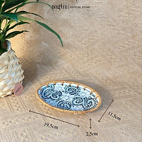 Mua Đĩa sứ viền mây tre đan tay ONGTRE trang trí tiệc  decor  đựng đồ  mẫu độc đáo - OTS1