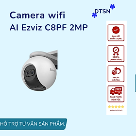 Camera wifi không dây tích hợp AI Ezviz C8PF 2MP, ống kính kép, ghi âm, xoay 360 độ (hàng chính hãng)