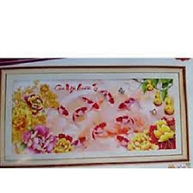 Tranh thêu cửu ngư quần tụ - LV3202
