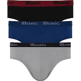 Combo 3 quần lót nam brief ibasic panm077 - đen/xám/xanh