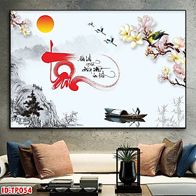 Mua Tranh Canvas Treo Tường Phòng Khách - Tranh Thư Pháp Chữ Tâm Phong Thủy
