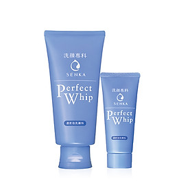 Sữa rửa mặt sạch hoàn hảo ẩm mịn tự nhiên với bọt tơ tằm trắng Senka Perfect Whip 120g số 1 Nhật Bản tặng sữa rửa mặt Senka 50g