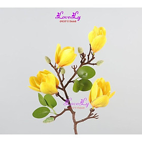 Mua Hoa giả - Cành hoa mộc lan 4 bông kèm nụ hoa đẹp trang trí nhà cửa