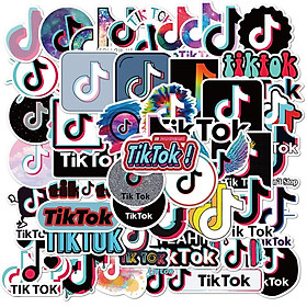 Bộ sticker chủ đề tiktok chống thấm nước trang trí mũ bảo hiểm, đàn, guitar, ukulele, điện thoại laptop