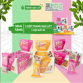 Combo 3 hộp thanh gạo lứt ngũ cốc Top Energy Bar hạt và chà bông, rong biển, trái cây 272g Nonglamfood